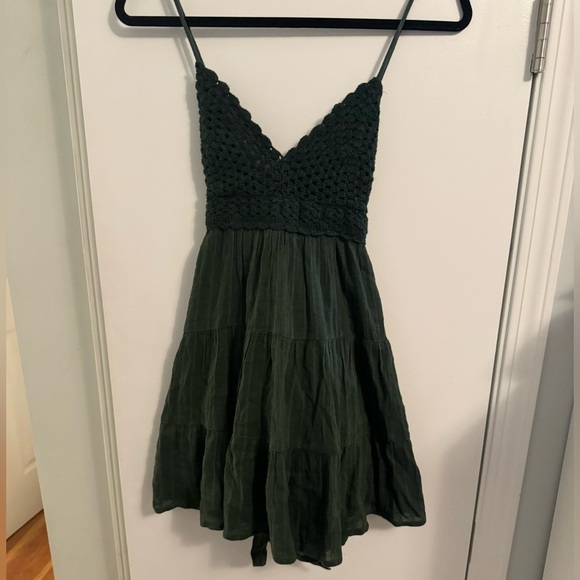 NWT AE Aerie Boho Crochet Tiered Green Dress XS - Picture 5 of 12